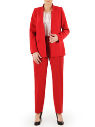 Elegancki garnitur damski, czerwony żakiet ze spodniami 35216